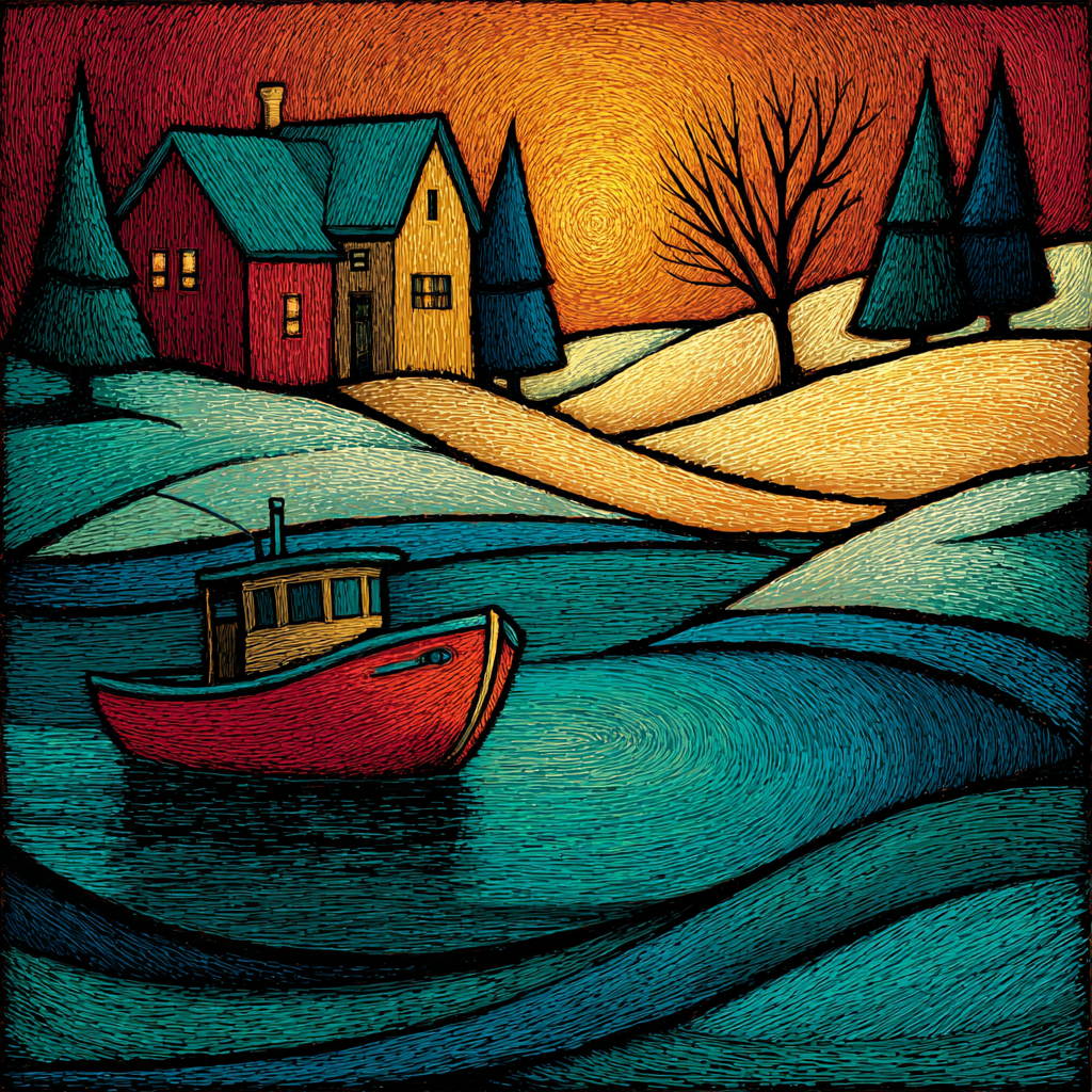 Winter Whimsy Sea Rug Hooking & Punch Needle pattern - Loopy Impressions