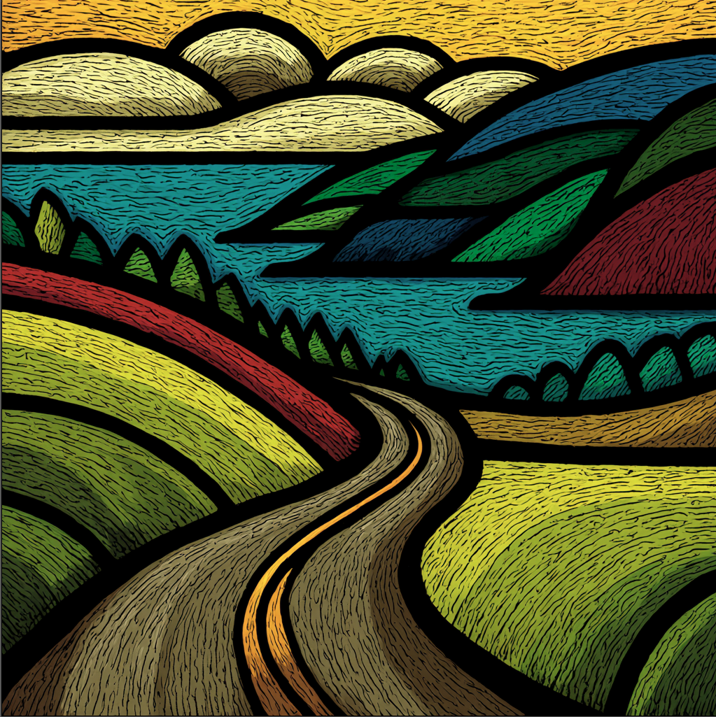 Whimsy Scenic Drive Rug Hooking & Punch Needle pattern - Loopy Impressions