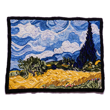 Rug Hooking Pattern, Van Gogh's Wheatfield with Cypress, Linen Rug Hooking Pattern, 15x20 inches