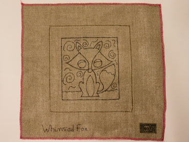 Whimsical Fox Rug Hooking Pattern on Linen