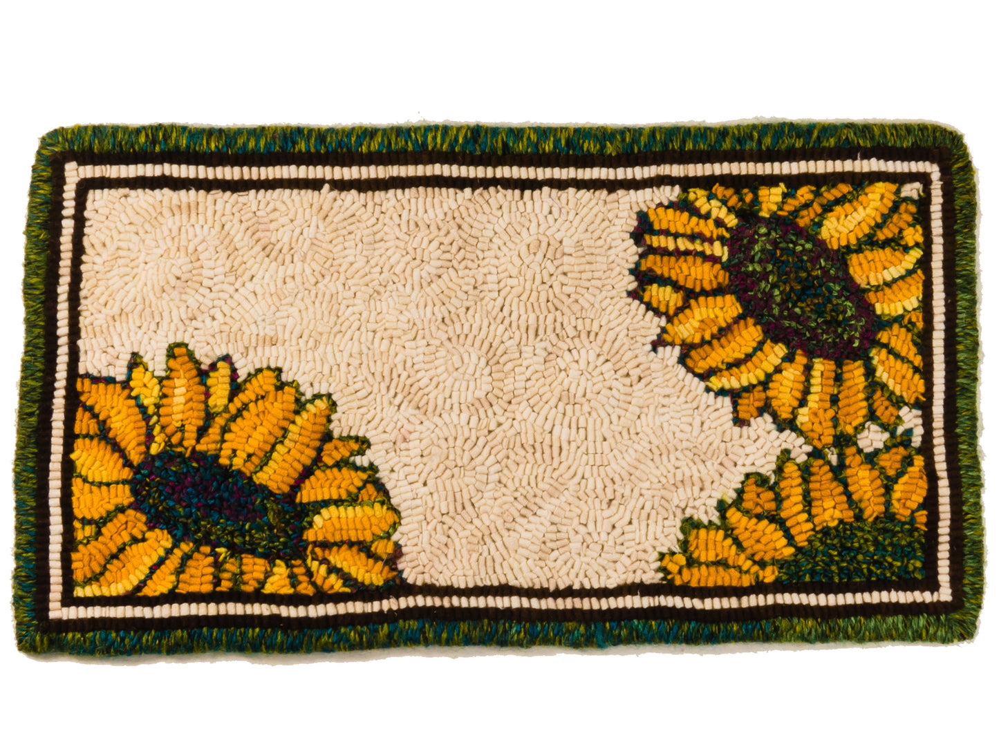 Sunflower Runner Rug Hooking Pattern on Linen