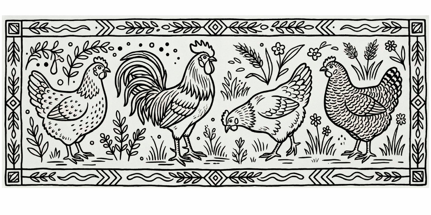 Farm Animal Runners Rug Hooking and Punch Needle Pattern