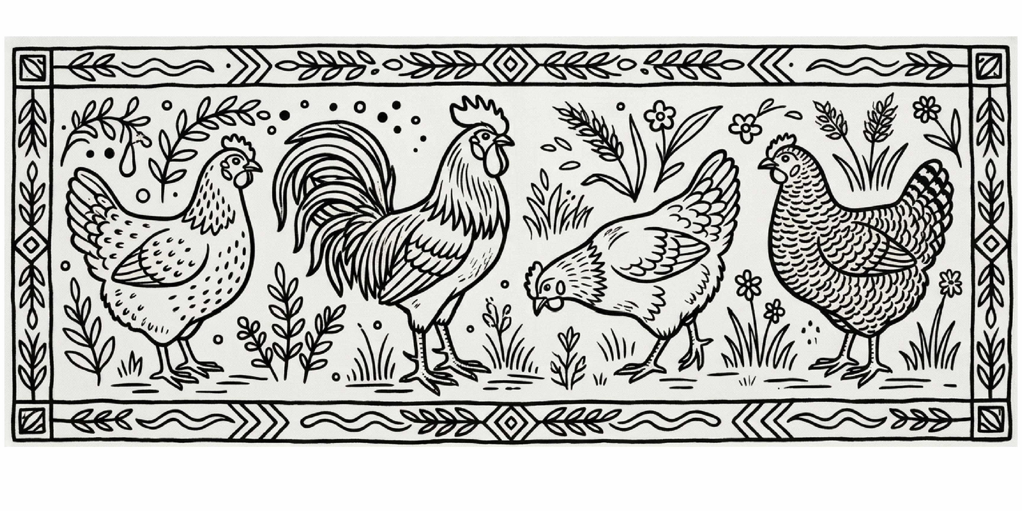 Farm Animal Runners Rug Hooking and Punch Needle Pattern