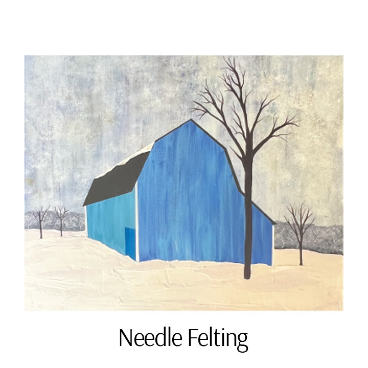 Blue Barn by Karla Dawe Needle Felting