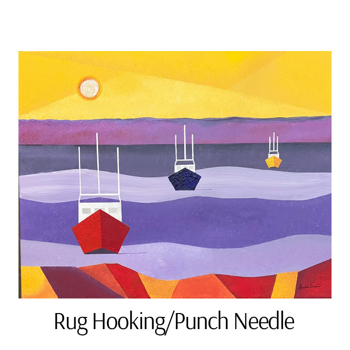Lobster Boats on the Bay by Karla Dawe Rug Hooking and Punch Needle Pattern