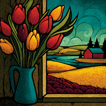 Spring Whimsy - Tulips Rug Hooking & Punch Needle pattern - Loopy Impressions