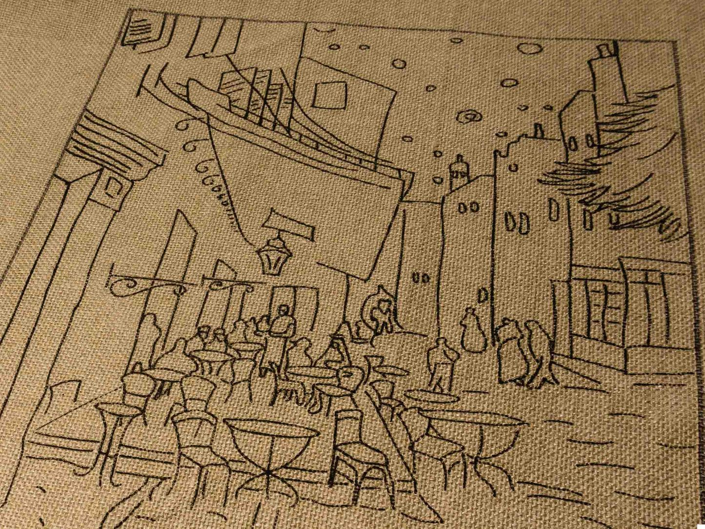 Van Gogh's Cafe Linen Pattern